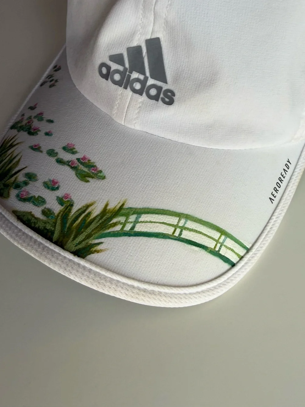 Adidas Aeroready White Floral Hand Painted Running Hat Cap